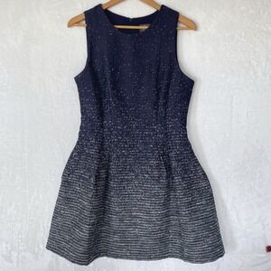 Vince Camuto Fit Flare Jacquard Dress Metallic Sparkle Holiday Party Size 12‎